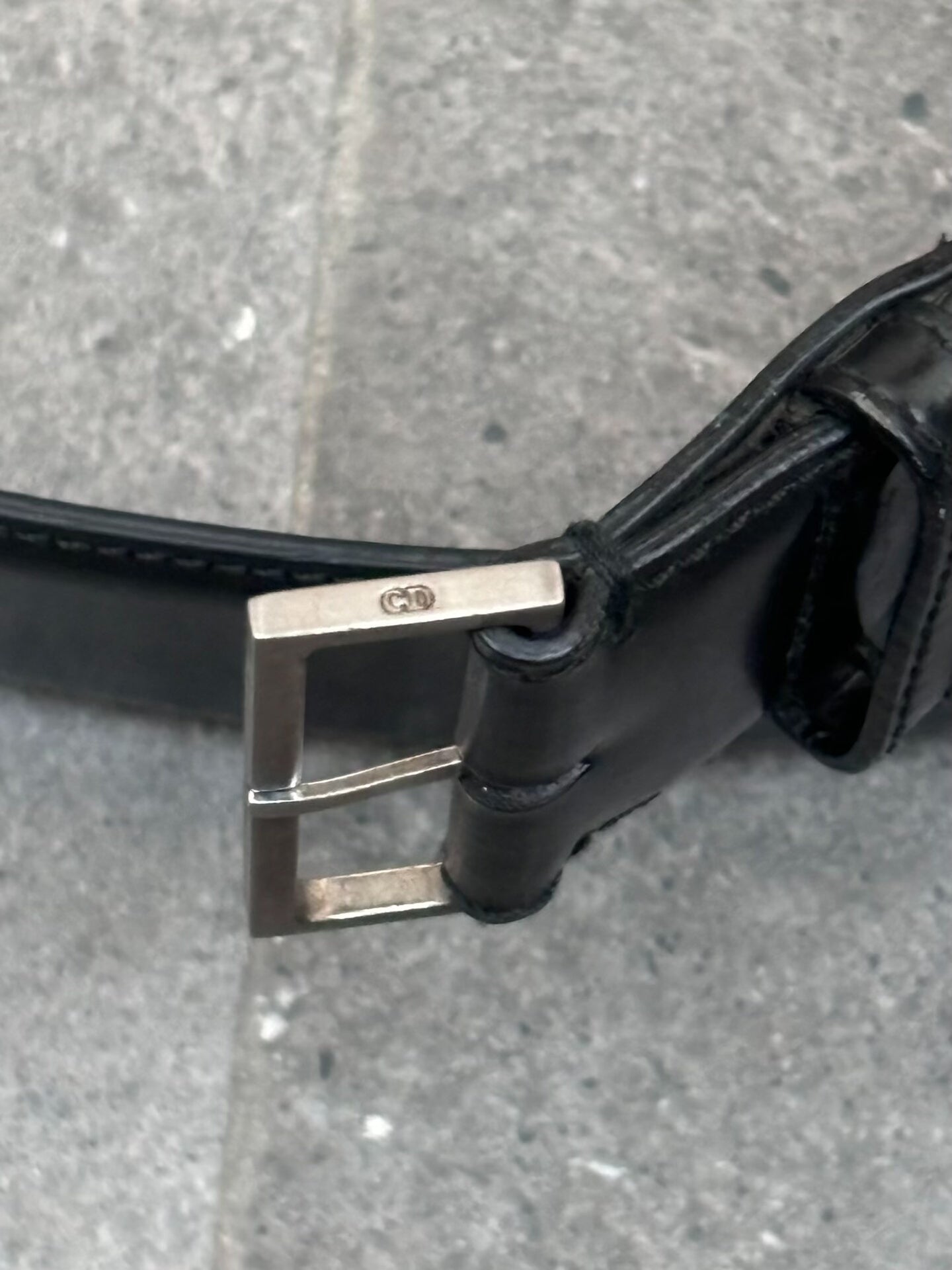minimalist black leather belt by Dior