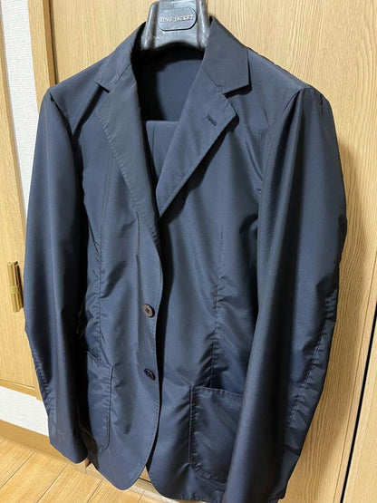 navy blue wool nylon jacket set