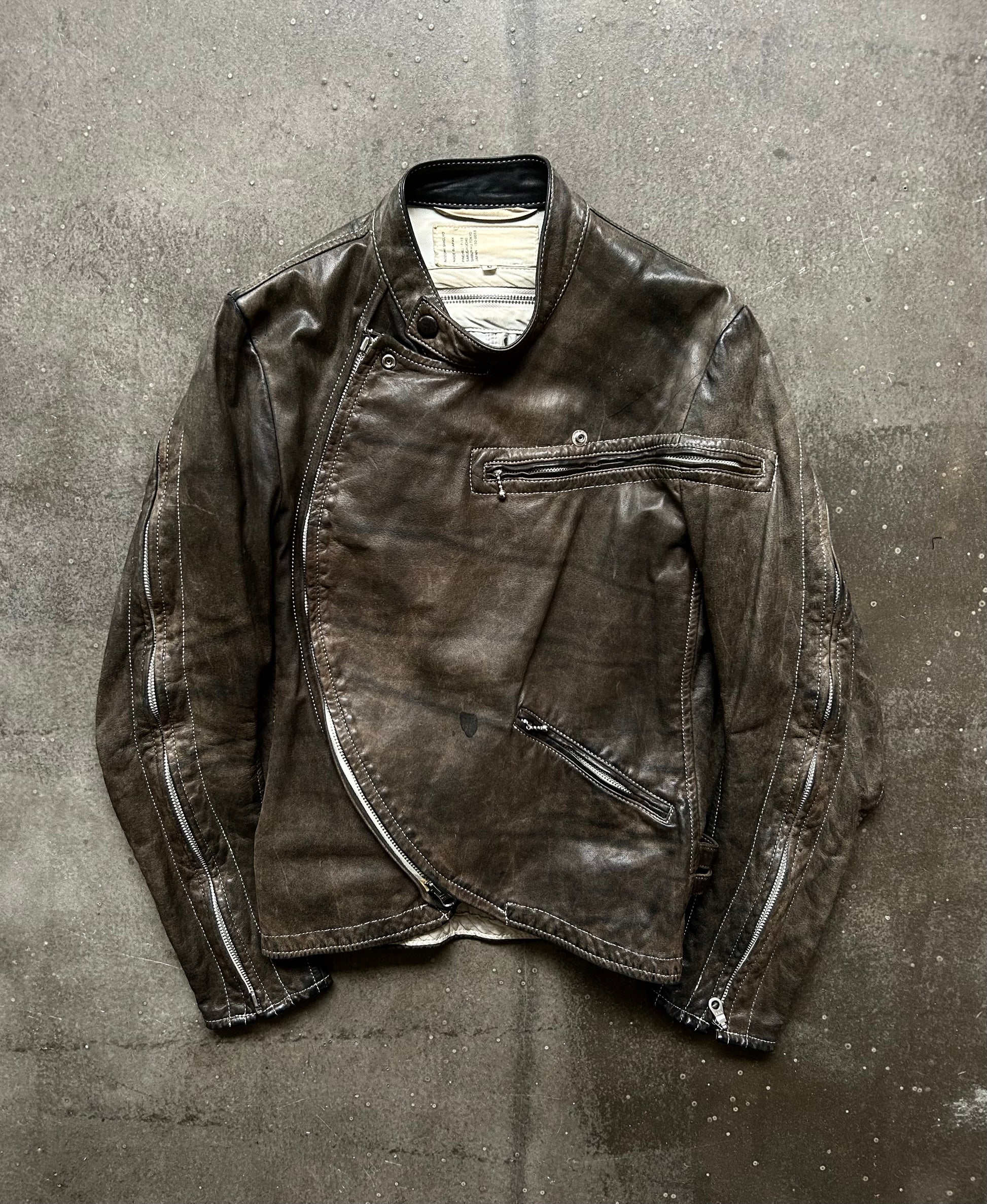 unique zipper leather jacket by nozomi ishiguro
