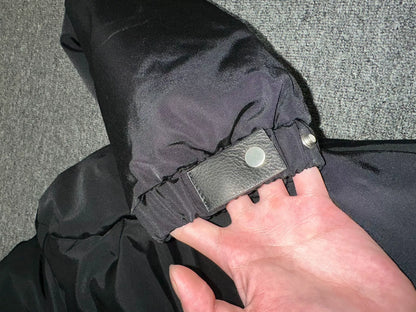 alyx long down jacket with leather accents