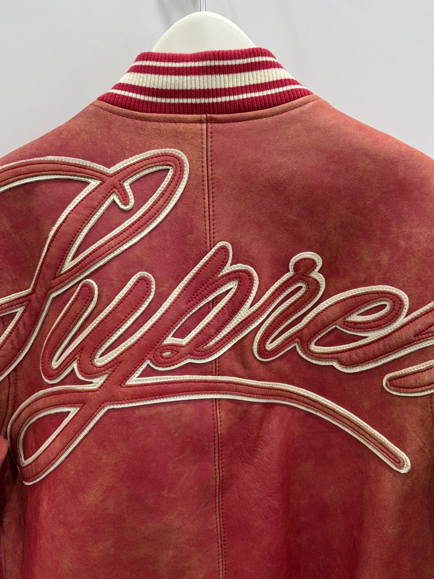 vintage supreme baseball leather jacket size S