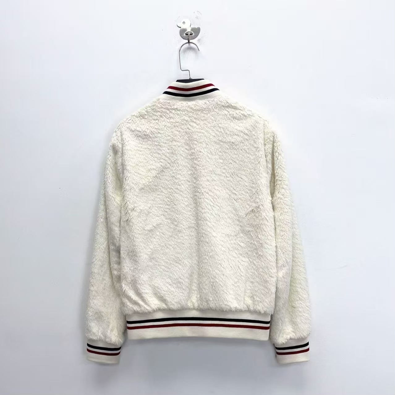 Saint Laurent White Fuzzy Bomber Jacket