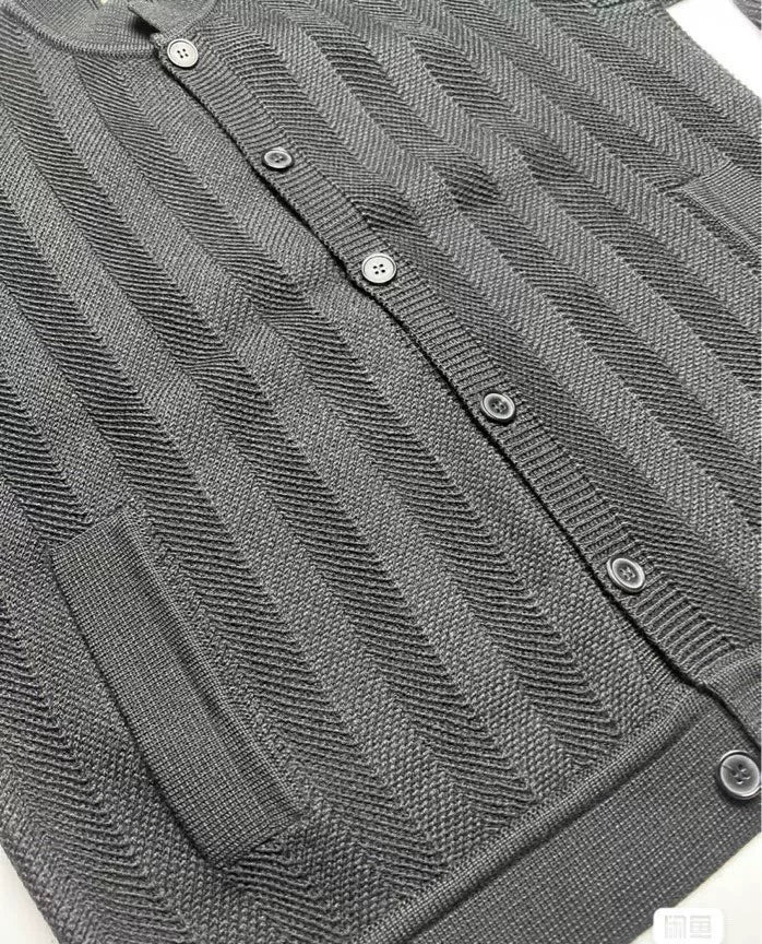 Saint Laurent Gray Herringbone Cardigan