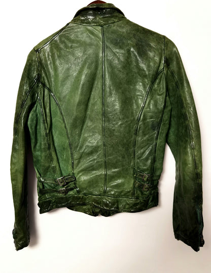 Giorgio Brato Vintage Dark Green Leather Jacket