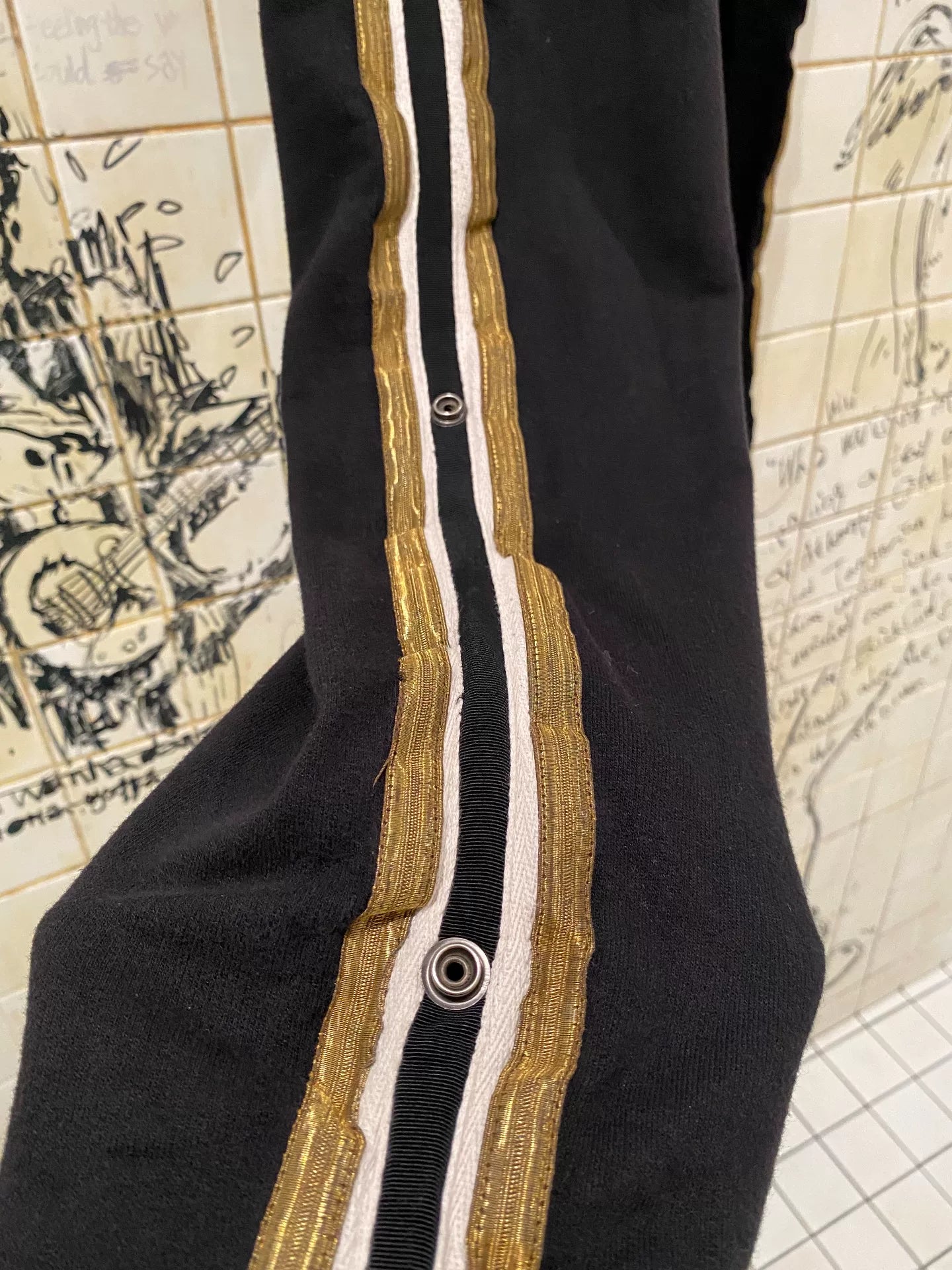 Greg Lauren Black Gold Stripe Sweatpants