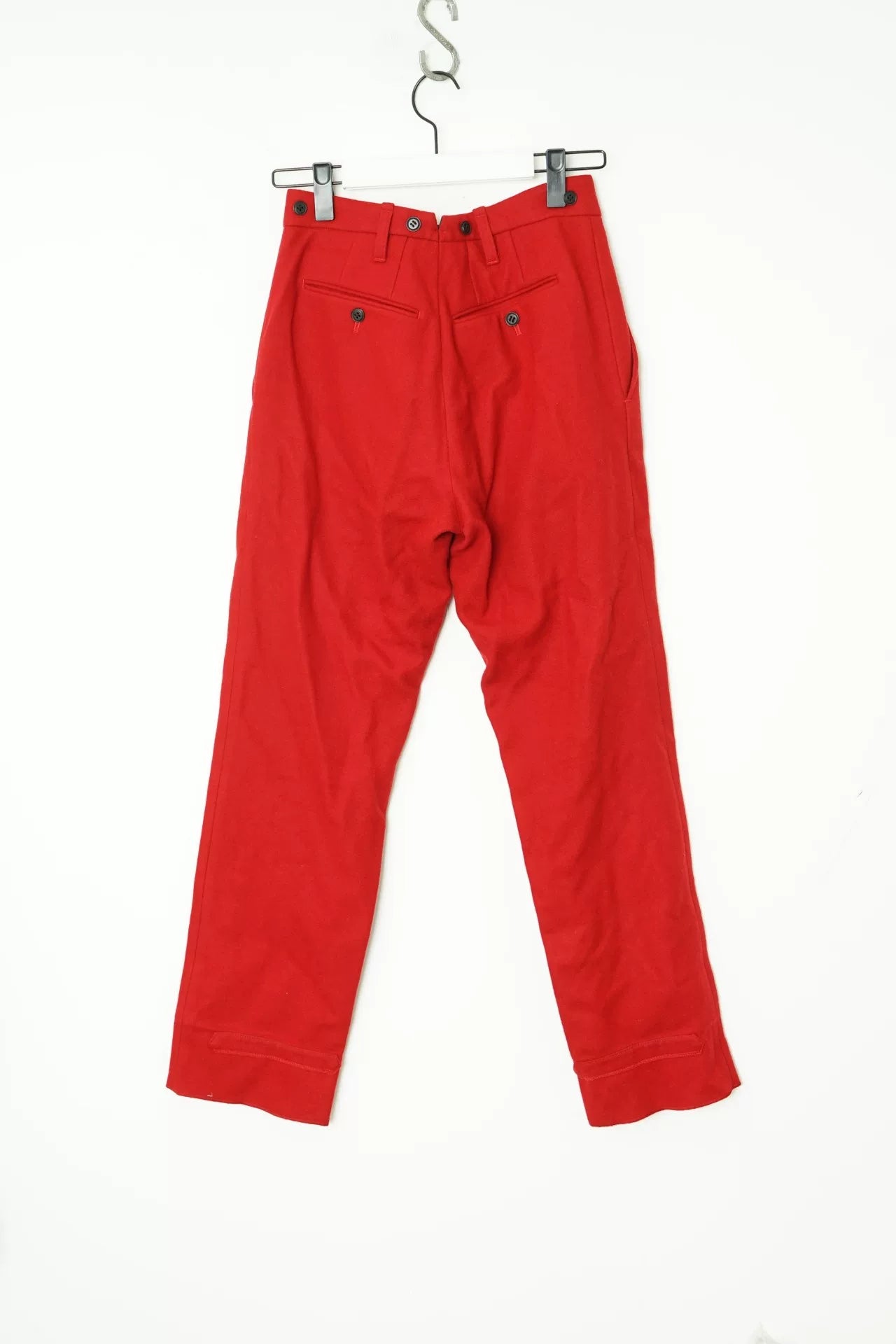 Dries Van Noten Wool Red Straight-Leg Pants