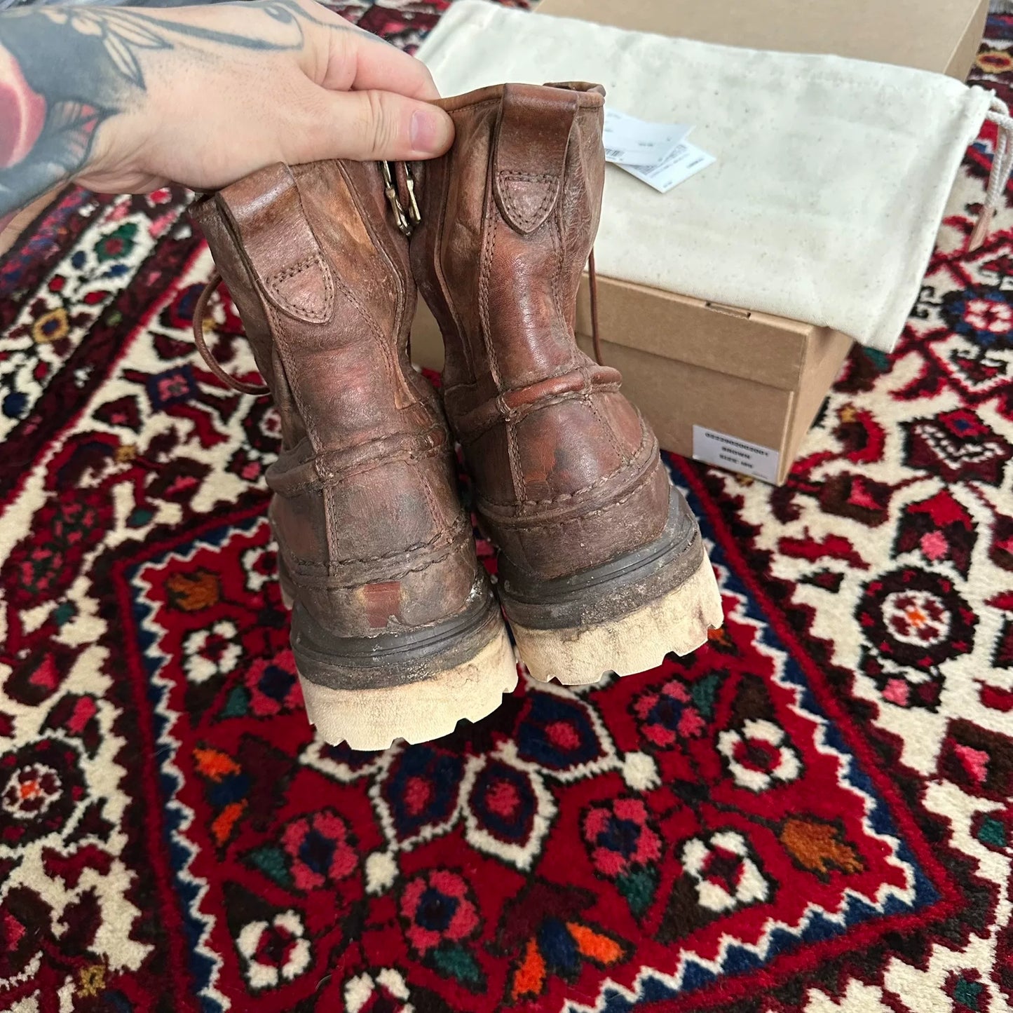 visvim grizzly boots in mud dye finish
