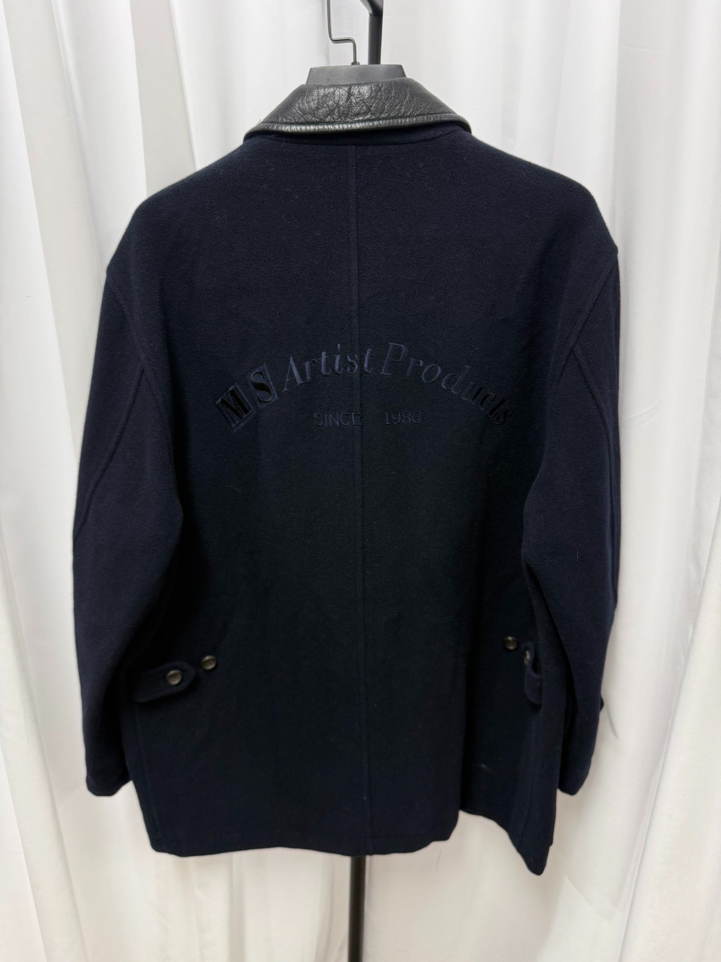 Comme des Garçons Homme 1991AW Leather Collar Wool Coat