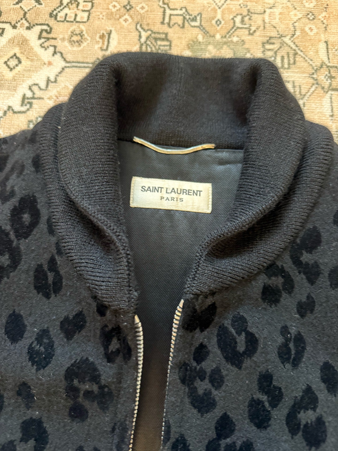Saint Laurent Paris Leopard Bomber Jacket