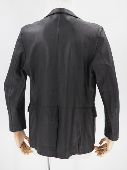 90s Gucci Black Leather Suit Jacket