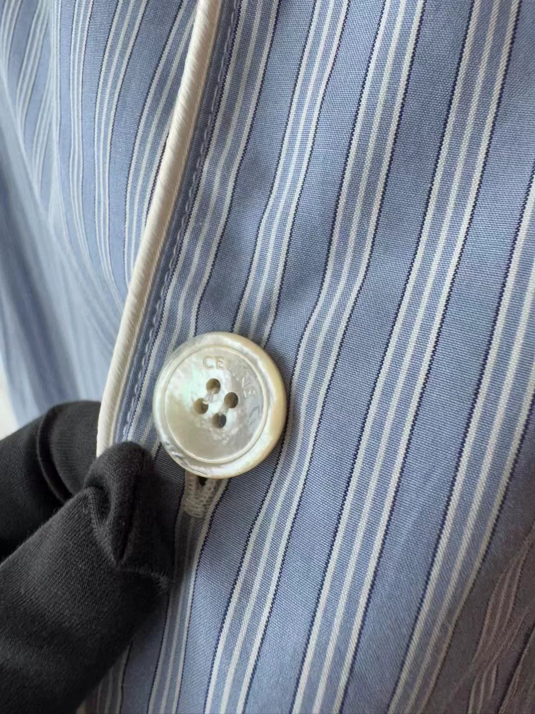 Celine Striped Embroidered Shirt for Men