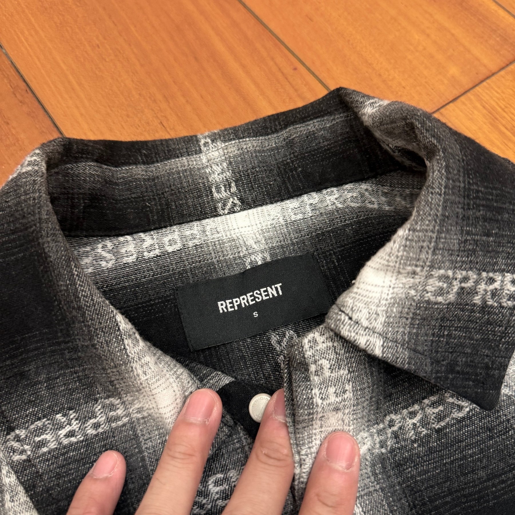 Represent White Black Print Shirt Jacket