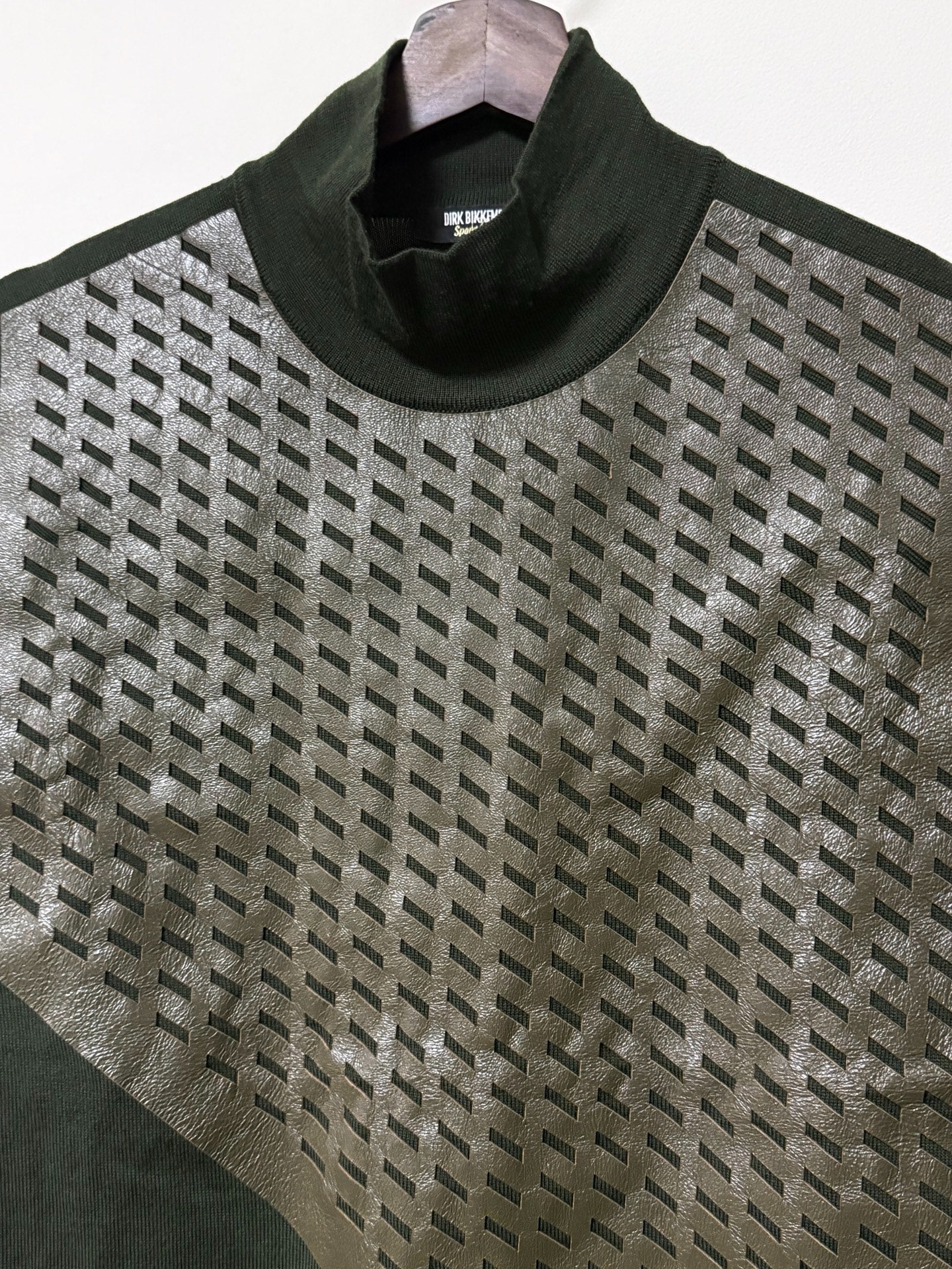 Dirk Bikkembergs Cut Leather Turtleneck Sweater