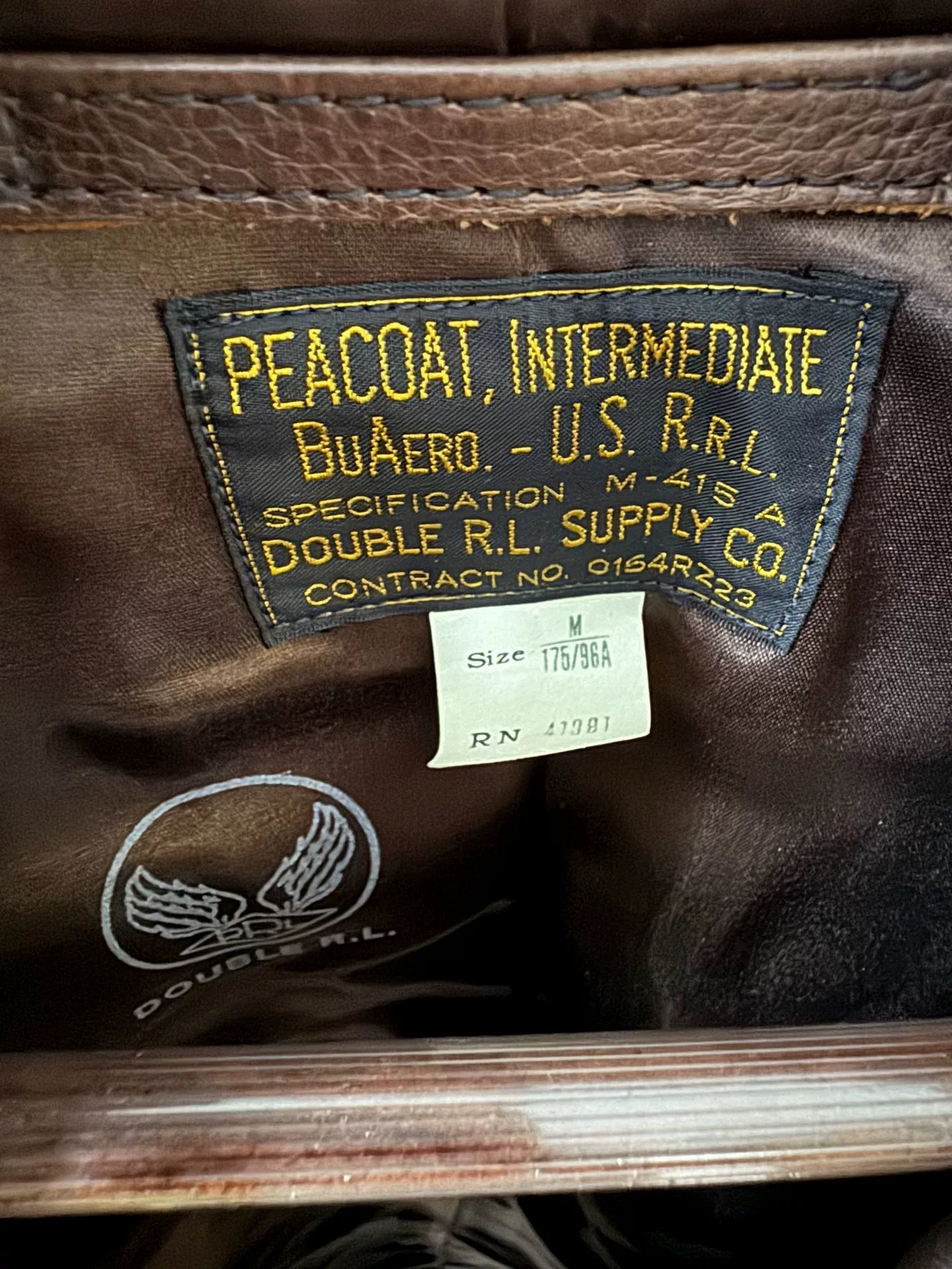 vintage rrl leather jacket in medium size