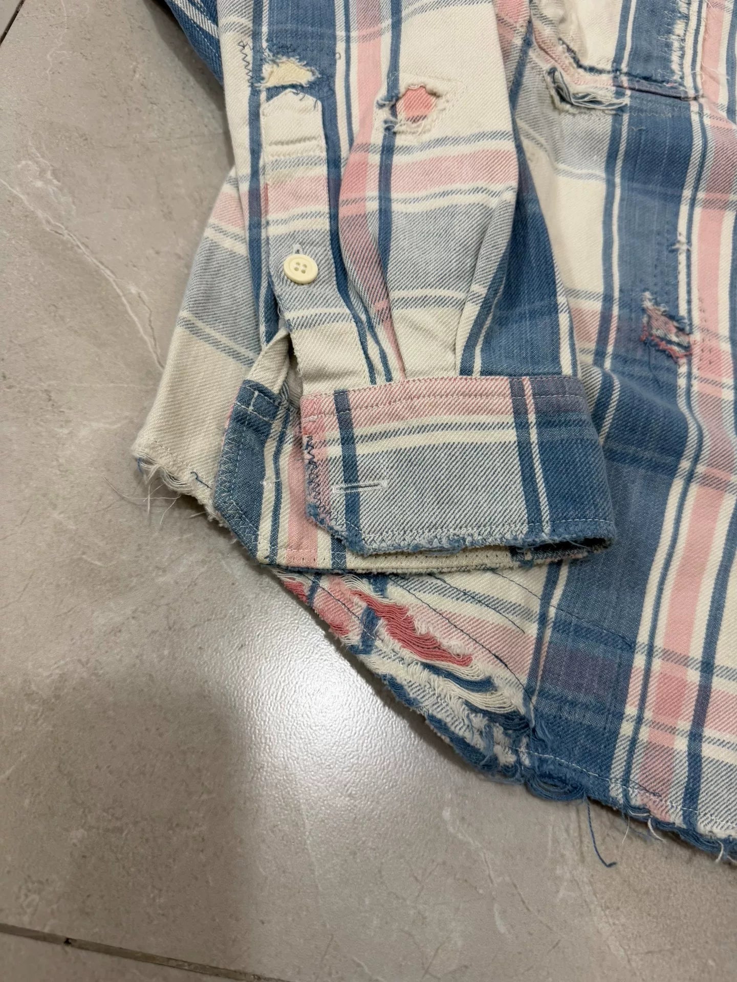 VISVIM 22SS PIONEER CHECK L/S Distressed Shirt