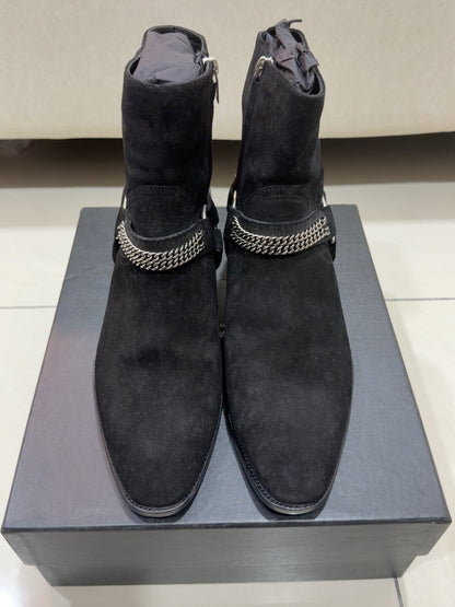 Saint Laurent Black Chain Chelsea Boots
