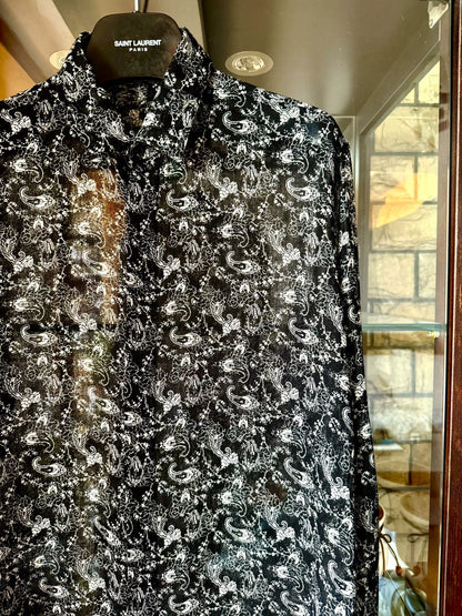saint laurent black and white paisley shirt