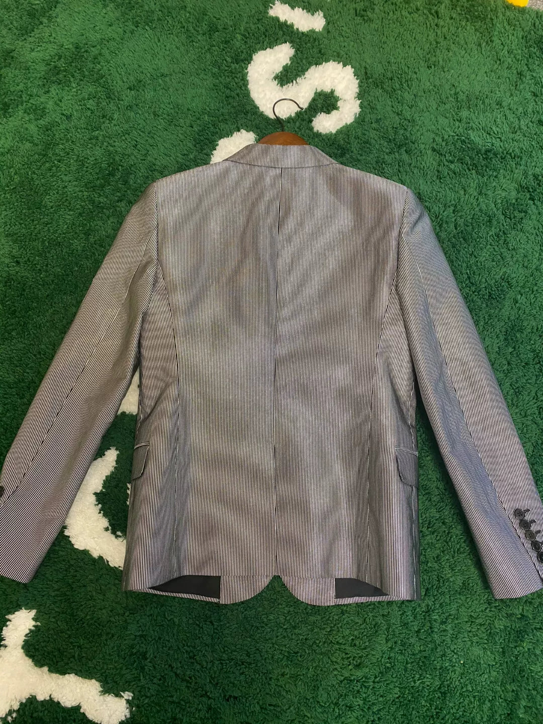 Saint Laurent Paris Gray Pinstripe Blazer