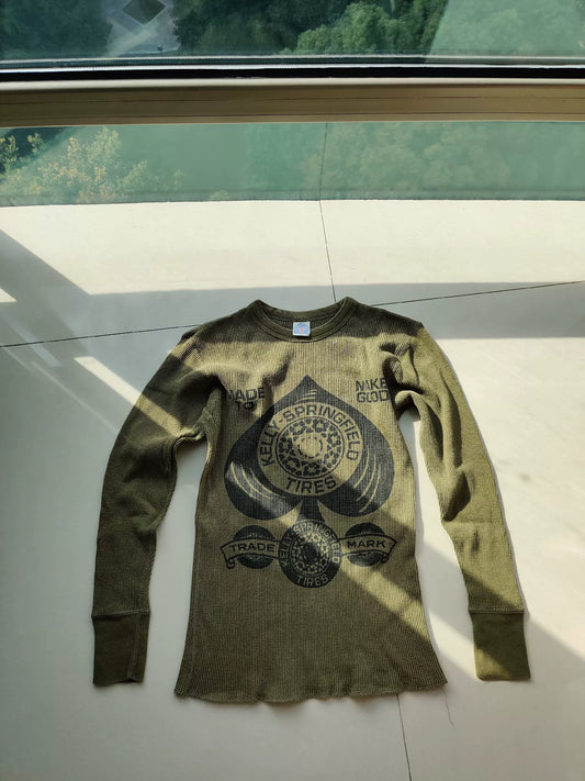 bootleggers waffle skull print long sleeve shirt