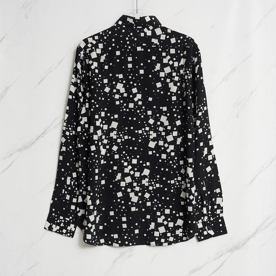 Saint Laurent Square-Pattern Silk Shirt