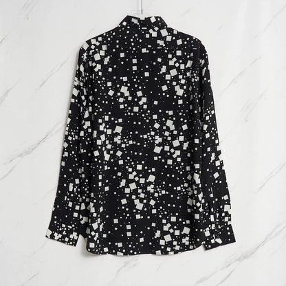 Saint Laurent Square-Pattern Silk Shirt