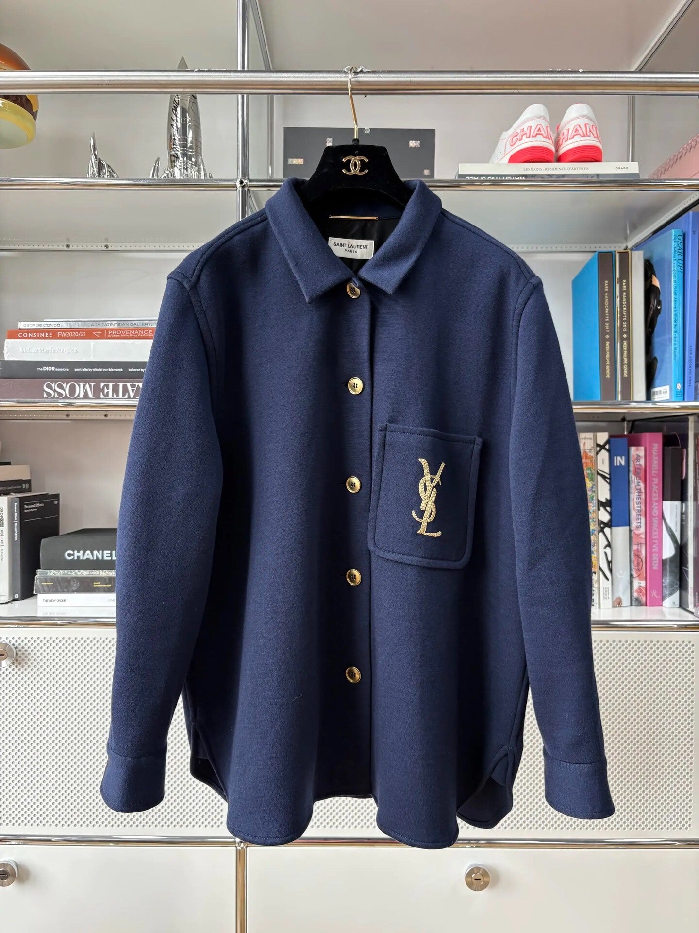 Saint Laurent Navy Wool Gold Embroidery Jacket