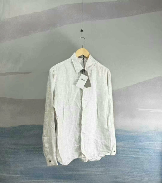 dior white silk long sleeve shirt