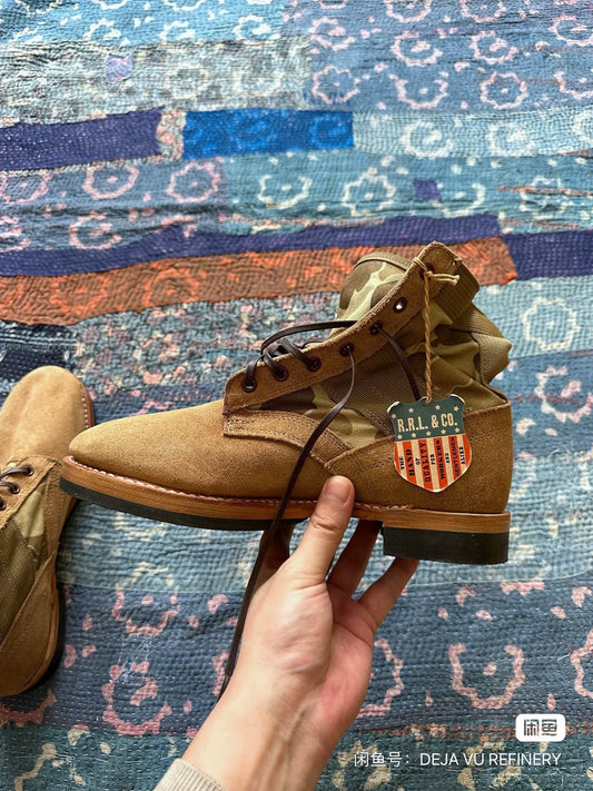 rrl camouflage patchwork ankle boots