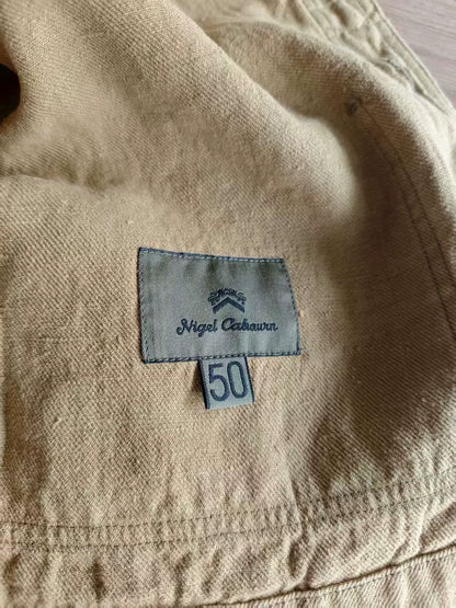 vintage military-style denim jacket