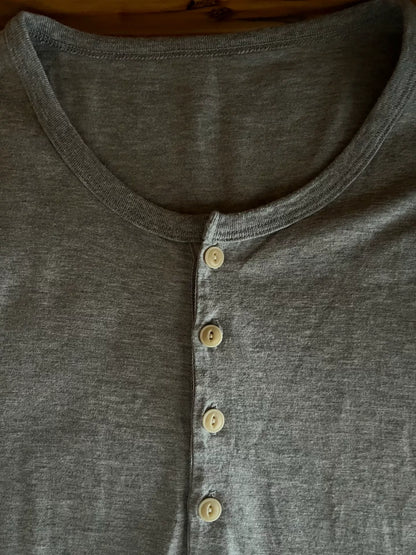 gray vintage henley short sleeve t-shirt