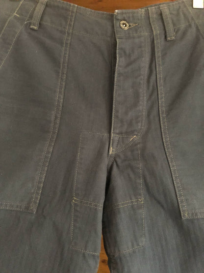 vintage blue work pants with unique details