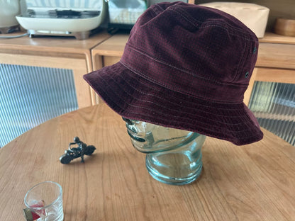 burgundy velvet bucket hat for outdoor use