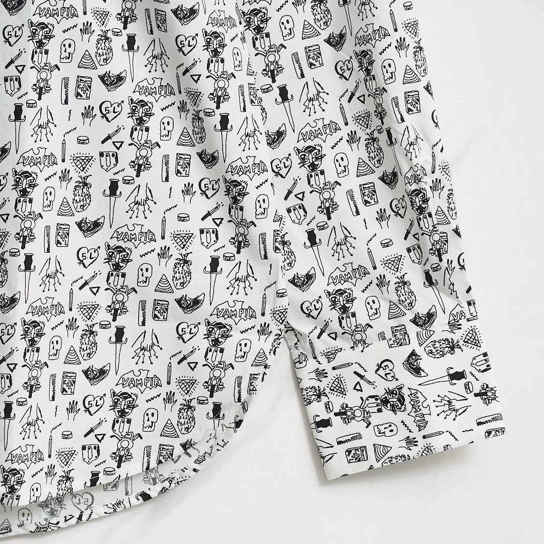 Saint Laurent Men's White Printed Shirt