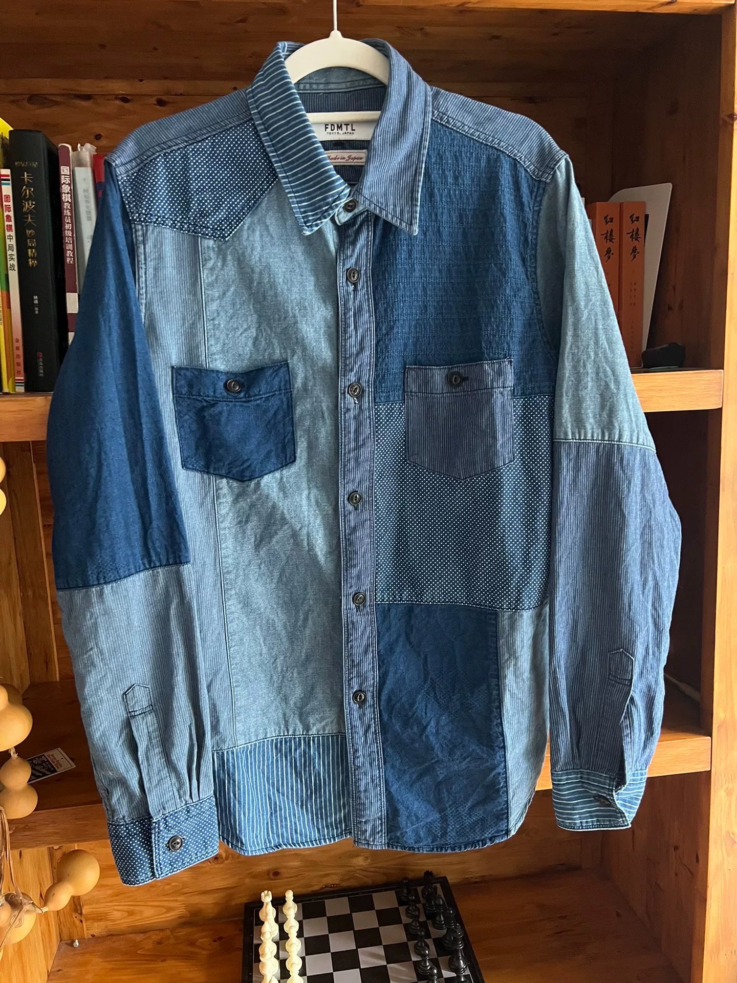 fdmtl patchwork denim shirt for men