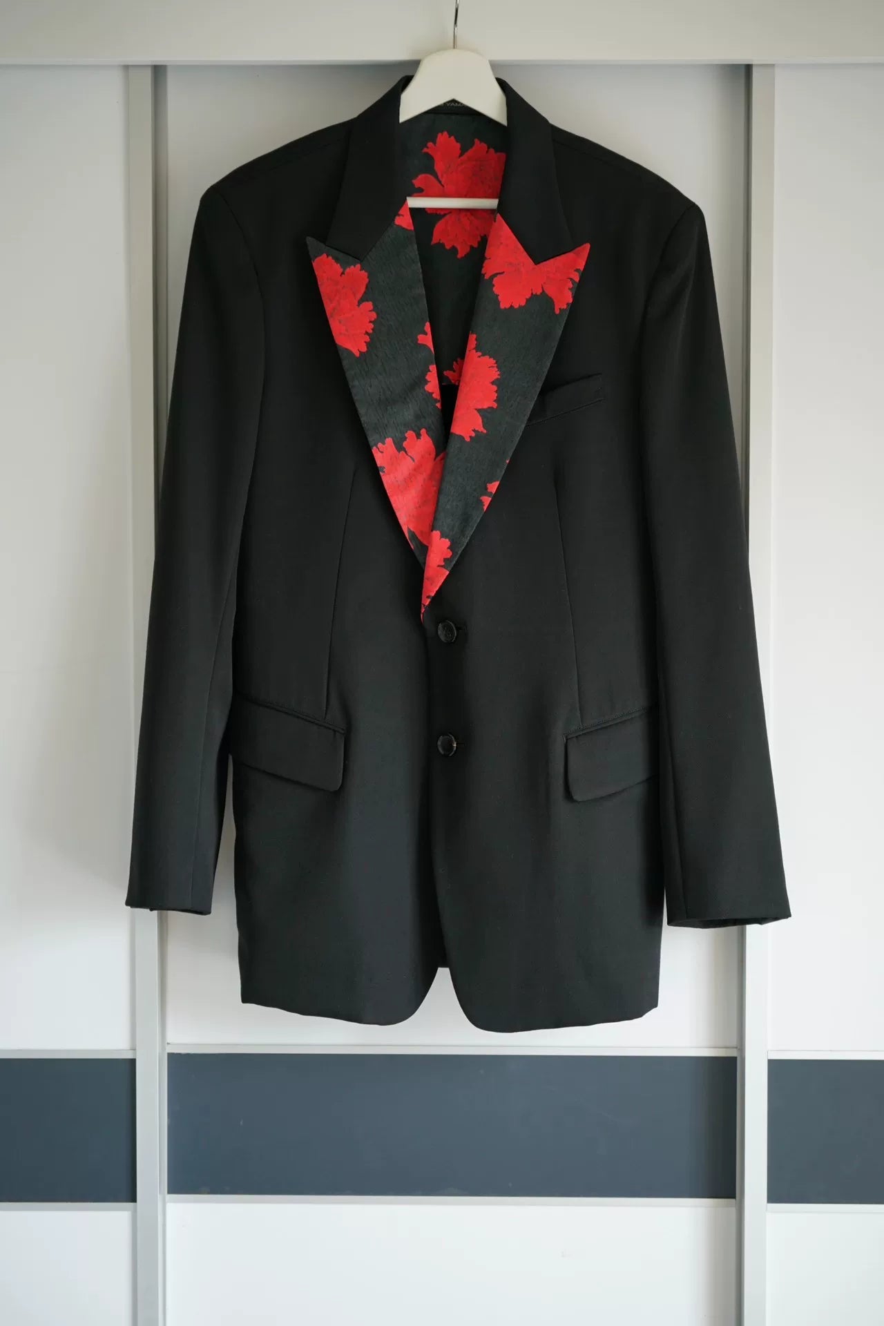 yohji yamamoto floral silk collar blazer