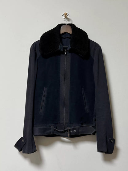 maison martin margiela detachable fur collar jacket