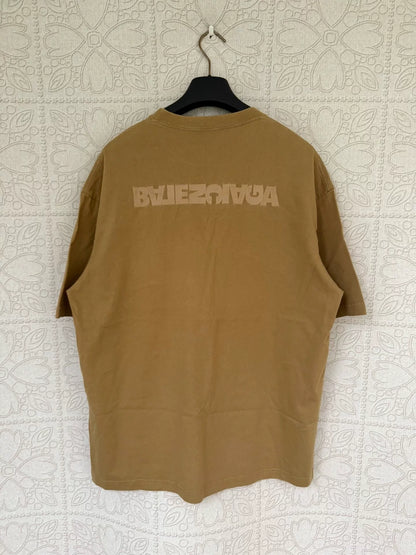 balenciaga embroidered letter short sleeve shirt
