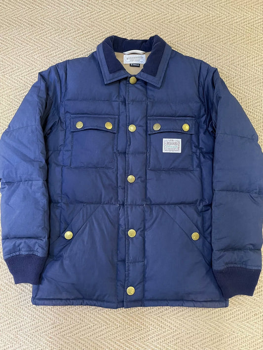 neighborhood puffy shirt jacket with corduroy collar