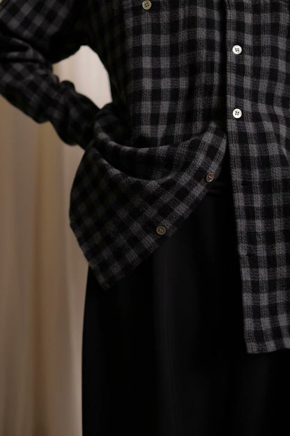 Y's for men Check Stand Collar Shirt