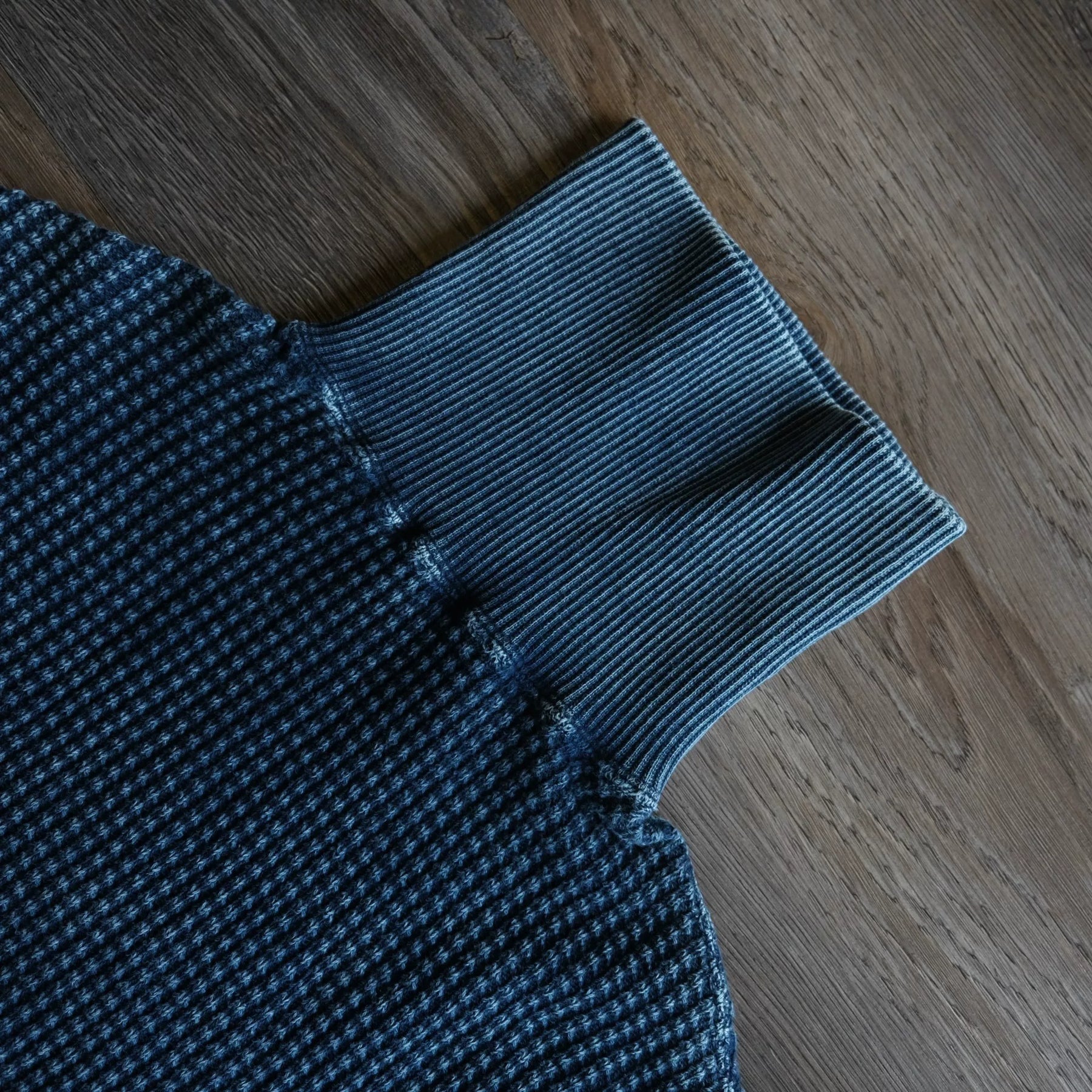 Porter Classic Waffle Indigo Turtleneck Sweatshirt