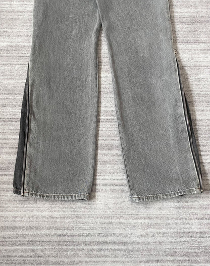 diesel gray red zipper flared jeans
