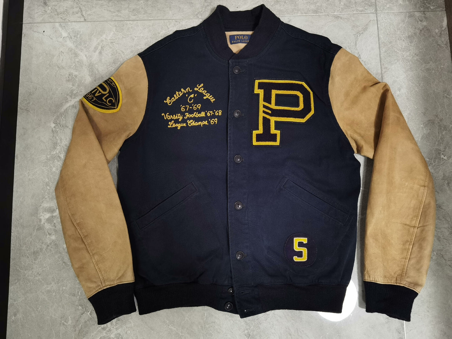 RRL Ralph Lauren Leather Sleeve Vintage Jacket