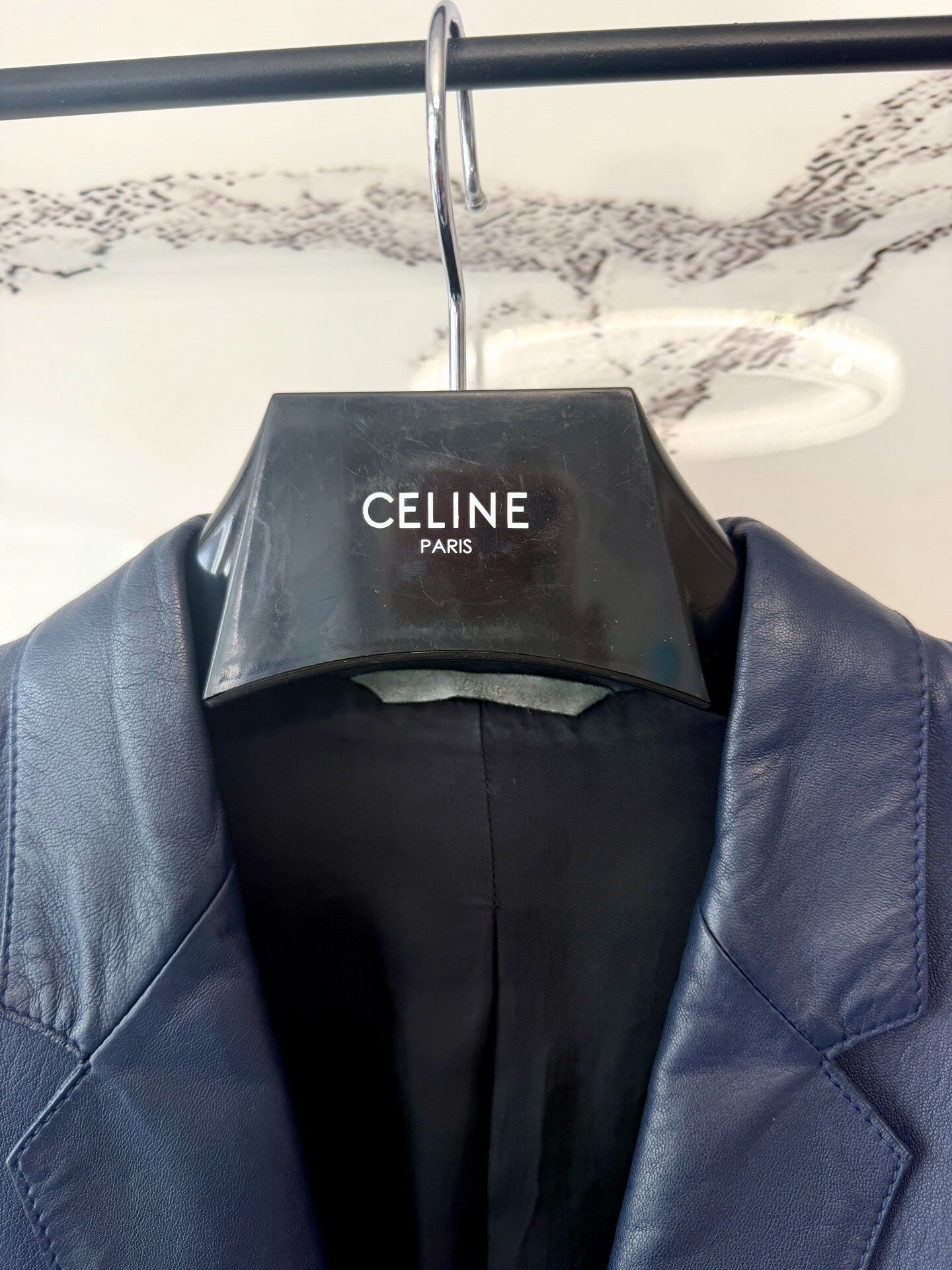 dior blue leather suit jacket