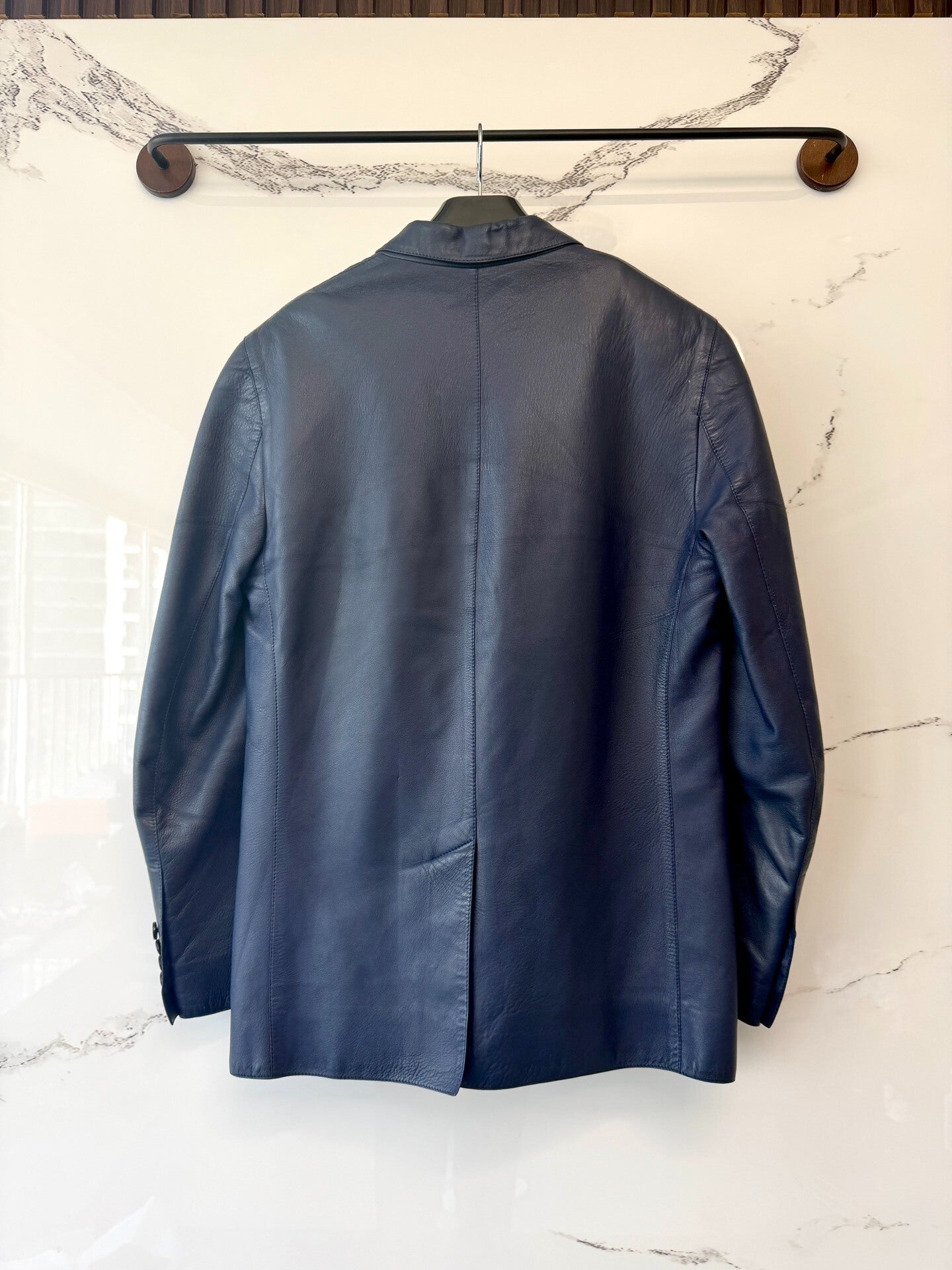 dior blue leather suit jacket