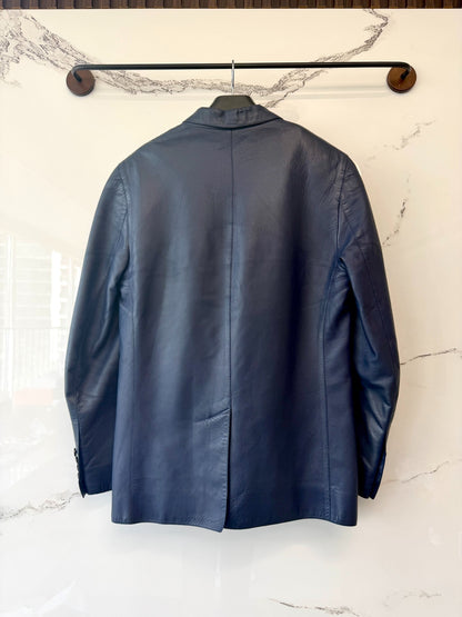 dior blue leather suit jacket