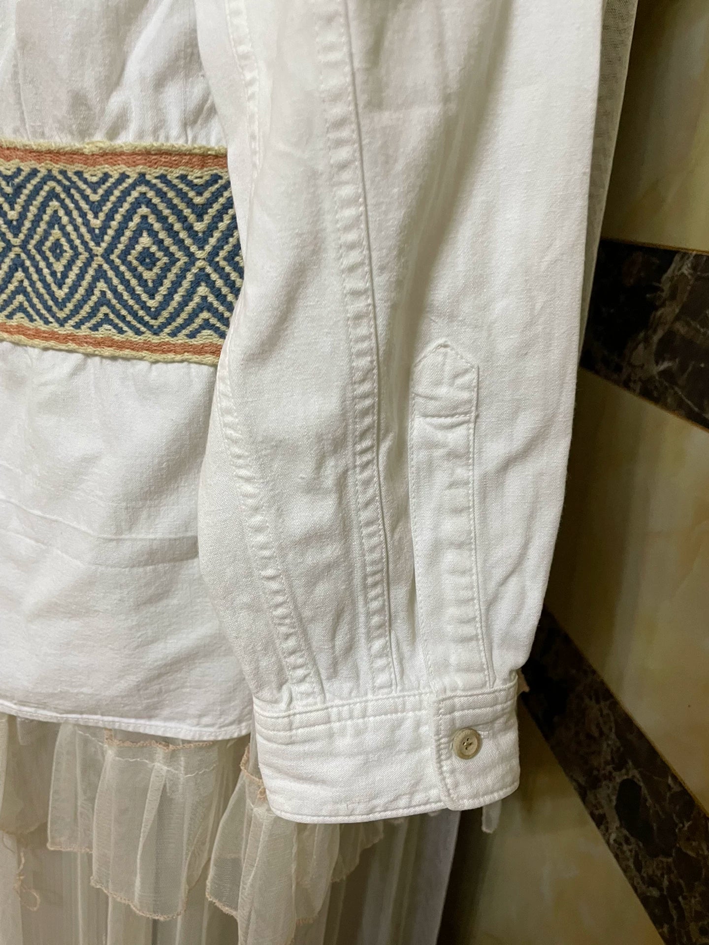 VISVIM Knitted Pattern Paneled Long-Sleeve Shirt