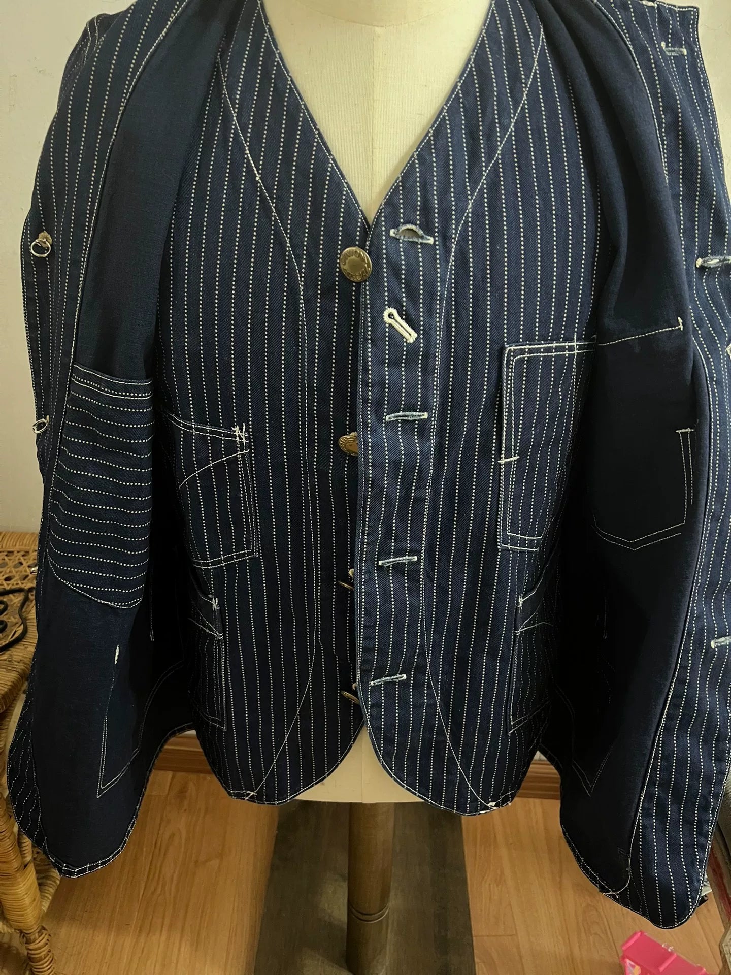 Freewheelers Discharge Print Coat & Vest Set