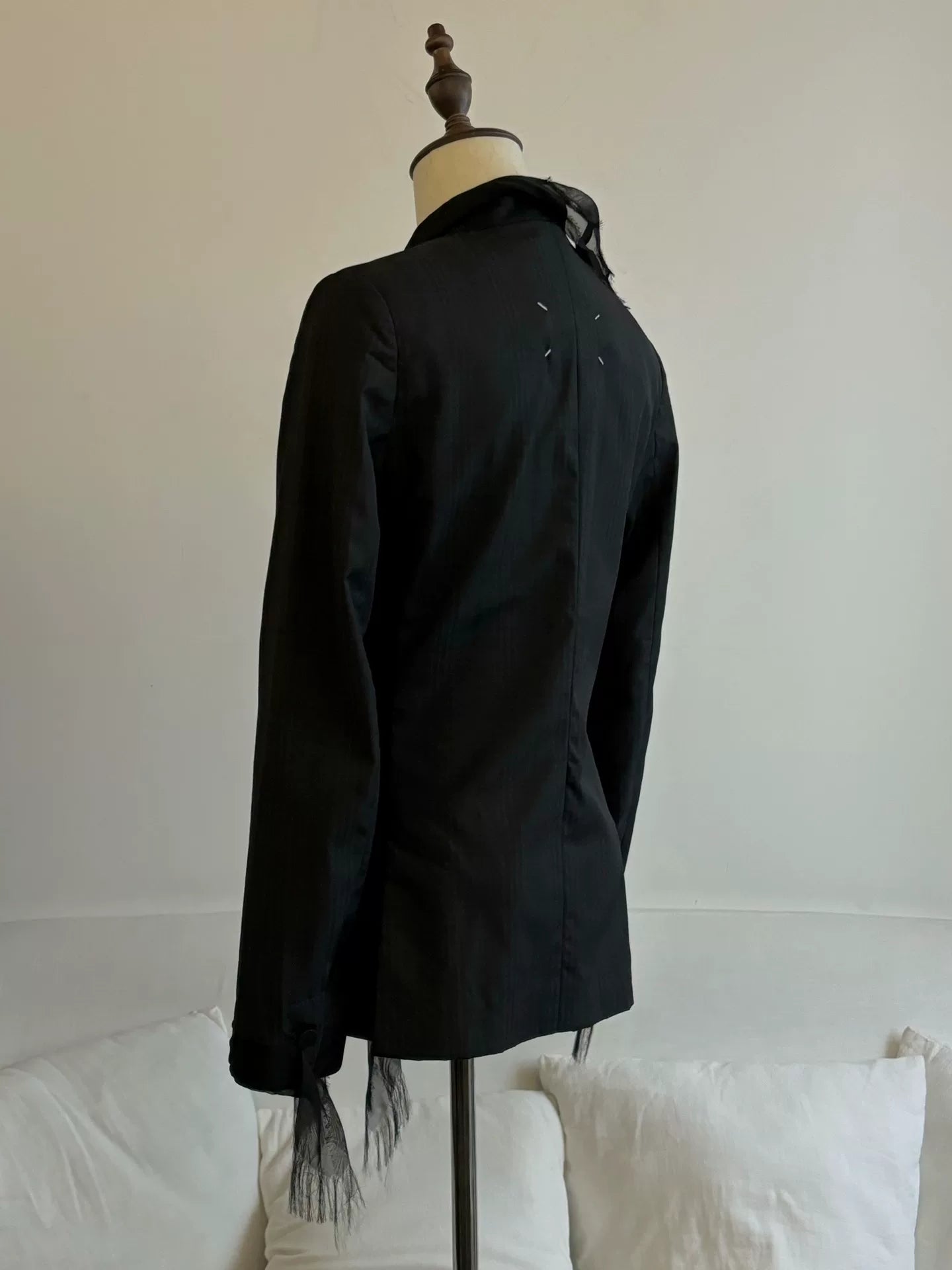 maison margiela black sheer suit jacket