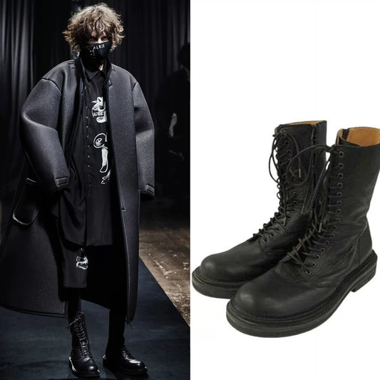 Yohji Yamamoto Black Leather Military Boots