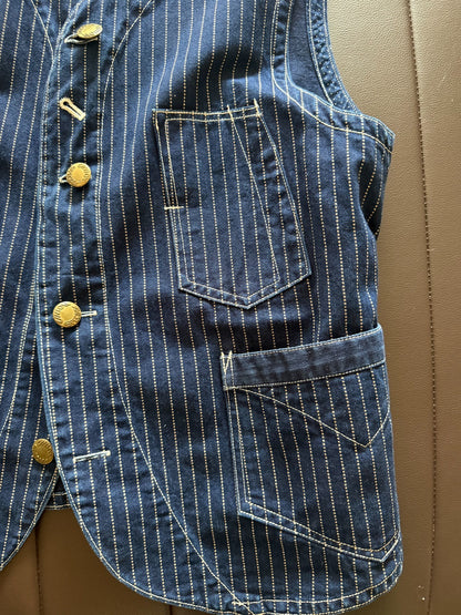 Freewheelers Striped Denim Vest Size 40